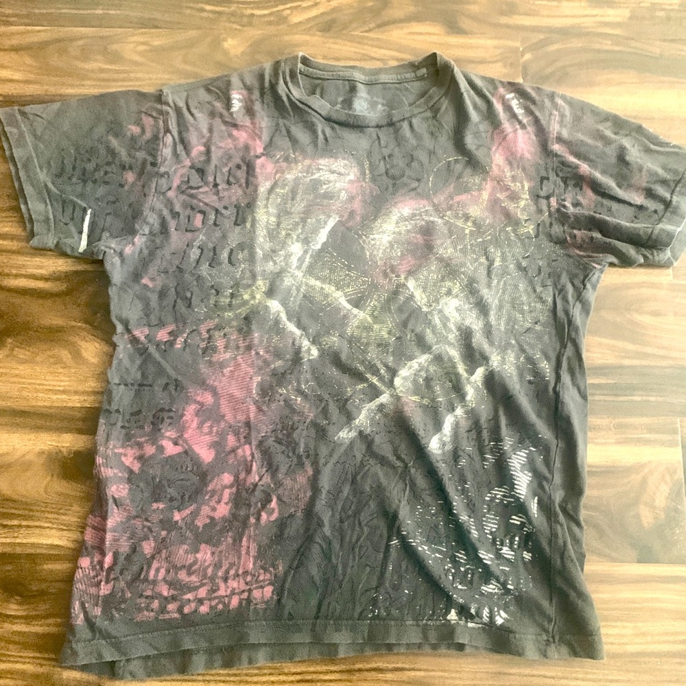 Premium Quality Denim Mens TShirt Custom Rags Vintage Wash, size Medium